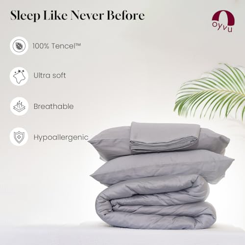 Image of Luxury Fitted Bedsheet | Queen Size | 300TC | | 100% Tencel| Silver Sconce Color | Premium Solid Design | 1 Fitted Bedsheet & 2 Pillow Covers for Bedroom | Size - Queen, 60 inch X 78 inch x 12 inch inch