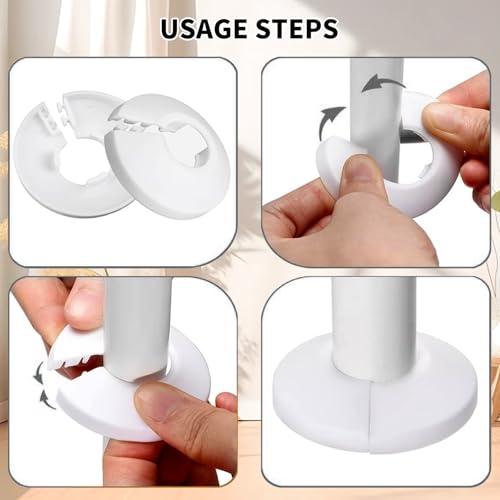 30 Stück Einzel Heizungsrohr Rosette, Heizungsrohr Rosette Rohrmanschetten Heizkörper Rohrabdeckung für Heizungsrohre Warm- und Kaltwasserrohre (Weiß, 16mm)