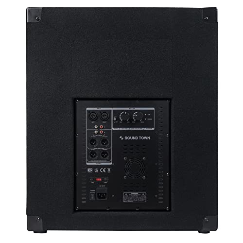 Image of Sound Town METIS Series Powered Subwoofer 1800 Watts 15 inch, with Class-D Amplifier, 4-inch Voice Coil, High-Pass Filter (METIS-15PWG)