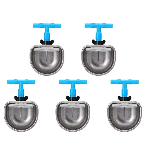 5Pcs Water Feeder Stainless Steel Automatic Rabbit Drinker Nipple Drinking Bowl Waterer Farm Livestock Drinking Accessory(Small)