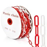 25 m Absperrkette Rot-Weiß Kunststoff – 8 mm starke Warnkette Plastikkette