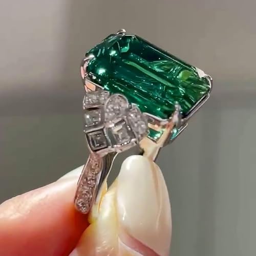 Geometric Green Cubic Zirconia Women's Rings for Anniversary Party Luxury Temperament Jewelry4