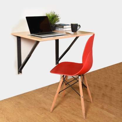 Image of TEKAVO - Wood Finish Wall Hanging Table /Folding Table /Dining Table /Drop-Leaf Table /Wall-Mounted Computer Table /Double Support Side Table (Beige) - (80 cm x 50 cm) - 100% Made in India