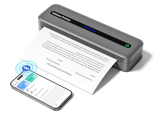 Zoolion Mobiler Drucker A4 300dpi Kompatibel mit iOS & Android, 2600mAh Bluetooth Thermodrucker für...