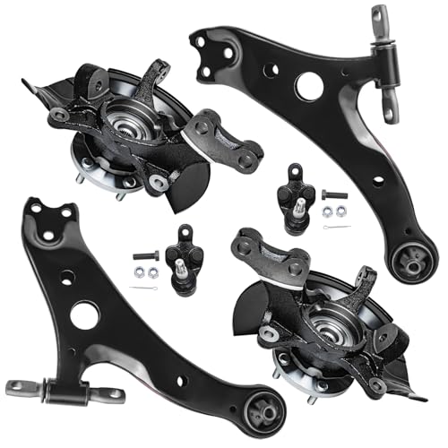 Image of Detroit Axle - 2.4L Front 6pc Steering Knuckles Kit for 04-06 Toyota Camry, Steering Knuckle & Wheel Bearing Hubs Lower Control Arms Lower Ball Joints 2004 2005 2006 [Vehicle Built in USA] Replacement