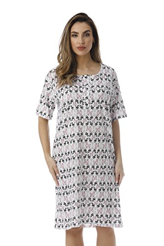 Just Love Short Sleeve Nightgown Sleep Dress for Women Sleepwear White - Poodle Elegance 2X Plus