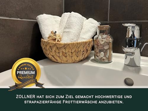 ZOLLNER 10er Set Seiftücher in 30x30 cm - saugstarke und Flauschige Waschlappen aus Baumwolle - waschbar bis 95°C - mit praktischem Aufhänger - in weiß - Hotelqualität