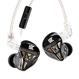 Kinboofi IEM Auriculares con micrófono, KZ DQS HiFi Dynamic Drivers Auriculares Bass 2pin 3.5mm Sports Music Game Auriculares (Negro, con Micrófono)