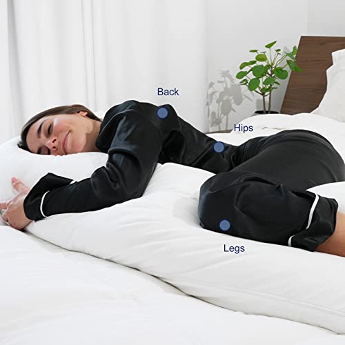 Image of ACCURATEX Full Body Pillow for Adults - Hybrid Shredded Memory Foam Firm Body Pillow with Soft Fluffy Down Alternative Cotton Cover - Adjustable Loft Long Pillows for Sleeping