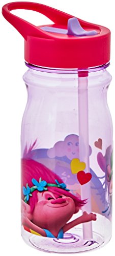 Zak Designs Trolls Movie 16 oz. Water Bottle with Straw, Poppy & Cooper