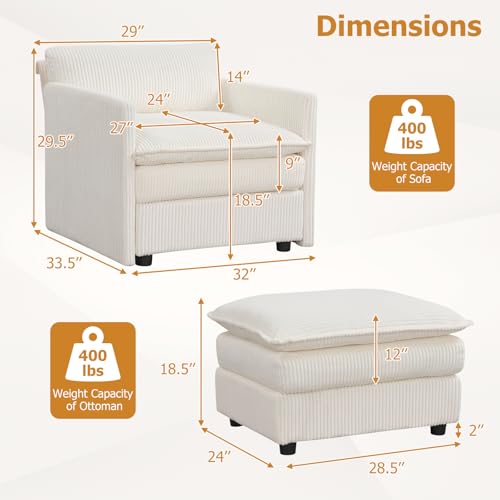 Sillón Oversized Plegable Beige miniatura 4