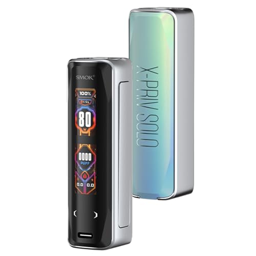 SMOK X-PRIV Solo Box Mod - [Richiede 1 x 18650 batteria - Venduta separatamente],80W,Connessione filettata 510, DL Vaping,Schermo doppio-senza nicotina (Blu pallido)