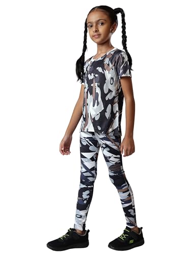 Image of Girls Active Sports Wear Set - Stylish Printed T-Shirt and Leggings Set for Girls - Comfortable and Breathable Workout Clothing for Sports, Gym, Yoga,- Perfect for Casual Wear (4-14 Sizes)