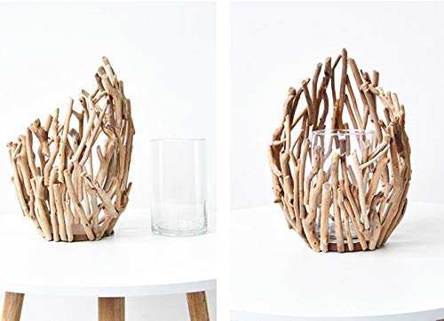 100% Handwork Natural Driftwood Wooden Decoration Vase with Hydroponics GlassJar - Image 4