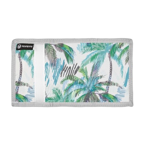 Palm Trees Bright White Kids Wallet for Boys Girls Trifold Outdoor Sport Wallets for Youth Teen Children Wallet with Zippered Coin Pockets Card Holders Front Pocket Wallets with Magic Sticker2