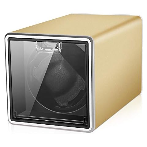 POUILLA Carbon Fibre Piano Painting Automatic Single Watch Winder Grey with Quiet Mabuchi Motor SE0178 Cover