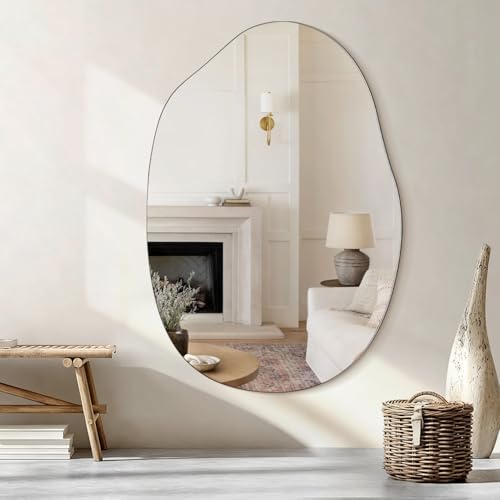Lzuso Irregular Wall Mirror Asymmetrical Mirrors Modern for Bathroom Bedroom Living Room Entryway Hallway Wall Mounted Decorative Glass 75L x 55W cm