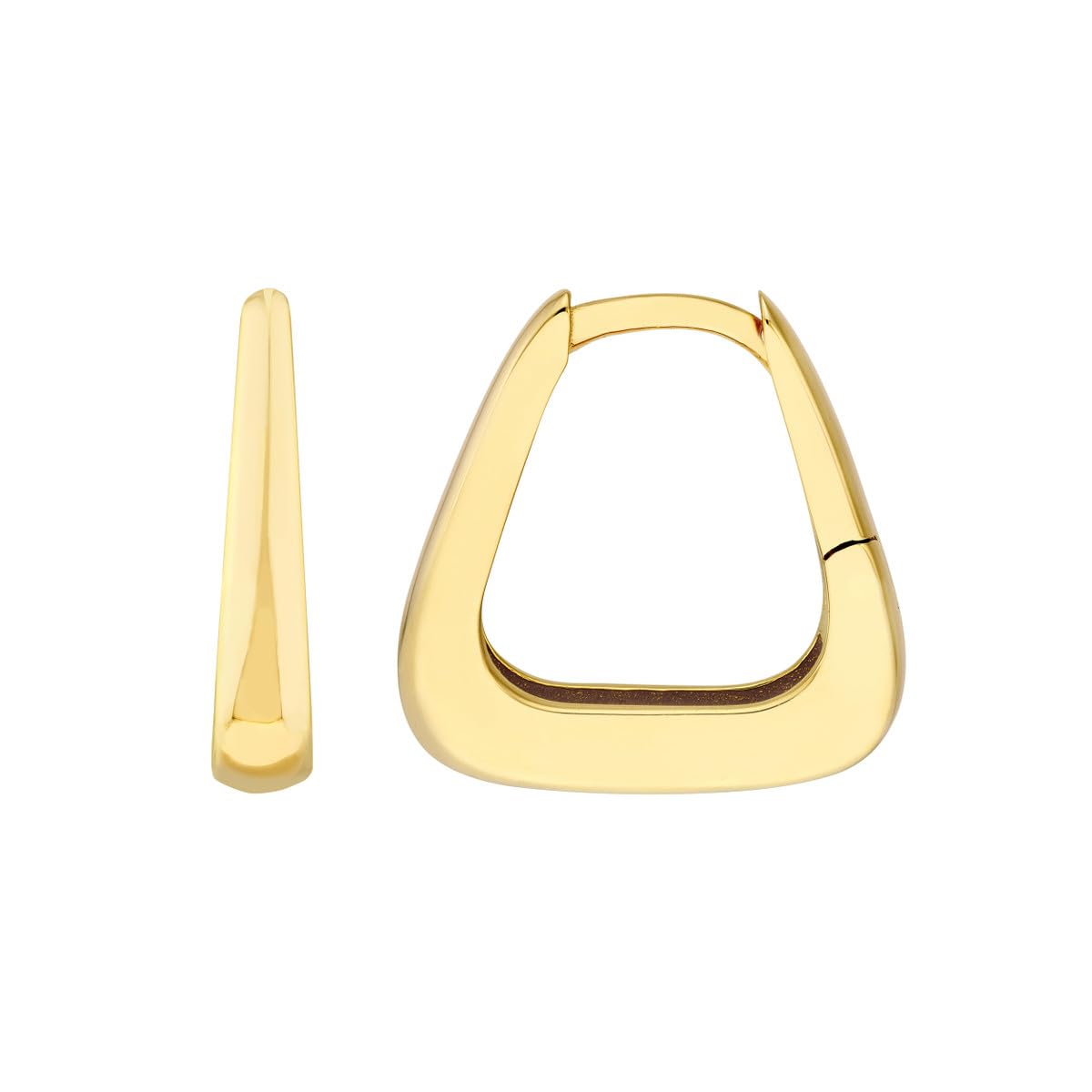Tapered Squared Off Mini Hoop Earrings - 14K Yellow Gold - by Dazyle