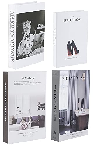 Faux Books For Decoration, Outgeek Set Of 4 Coffee Table Books Decor, Fake Books Fashion Decorative Books For Display, Office & Rustic Home Decor, Bookshelf, Modern Farmhouse Decor, Living Room (1) #TOP5