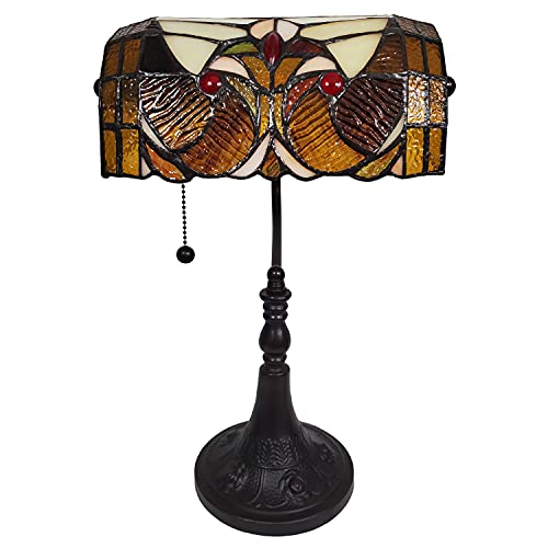 Amora Lighting Tiffany Style Stained Glass 16" Tall Desk Lamp, Dark Amber (Am367Tl10) #TOP7