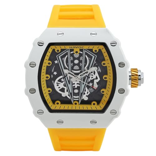 Havoc Craft Men's Luxury Sports Watch 30M Waterproof Tonneau Chro...