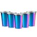 Rainbow Party Cups, Kereda Stainless Steel Cups 16oz 5-Pack Premium Drinking Glasses Unbreakable Colorful Tumblers BPA Free Eco Friendly
