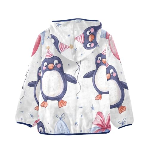 Cute Penguins Gift and Balloon Girls Fleece Jacket Girls Fall Jacket Girls Zip Up Hoodie Girls Sherpa Jacket 2-10T2