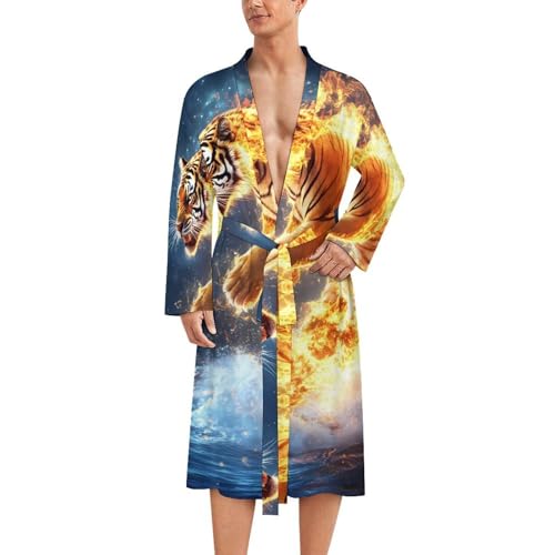 Bata de baño para hombre ligera de manga larga y ropa de dormir suave