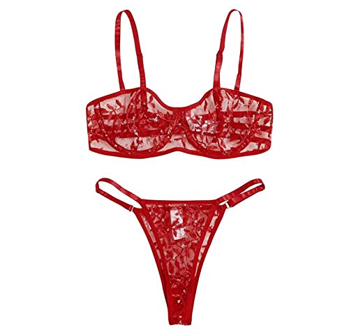 Pyjama femme dentelle et string ensemble de lingerie sexy brodé noir