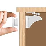 Tastenfeld Kindersicherung Schrank- und Schubladensicherung (12 Schlösser + 2 Schlüssel) Magnetisches Schrankschloss für Kinder & Baby, ohne Bohren und Schrauben, Weiß