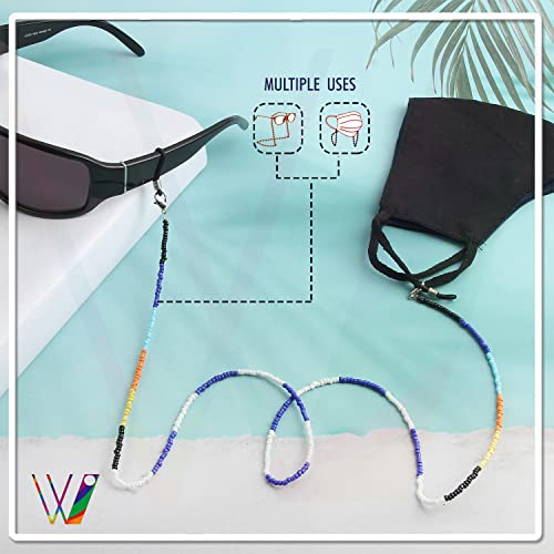 Image of VIVID vision Unisex Adult Beads Eyeglass Holder Strap Cord | New Chain Adjust on Sunglasses | Anti-slip Retainer Lanyard String Eyewear Frame | Moti Design | CH-112 | Blue