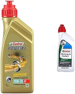 Castrol POWER1 4T 10W-30 Motorcycle Oil 1L & Motorcycle Coolant 1L