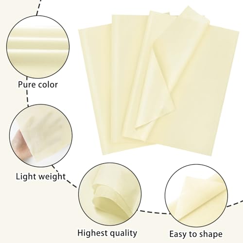 Image of 120 Sheets 20 inchX14 inch Tissue Paper for Gift Bags Wrapping, Art Tissue Paper Bulk for Weddings Birthday Party Crafts Decoration (Ivory)