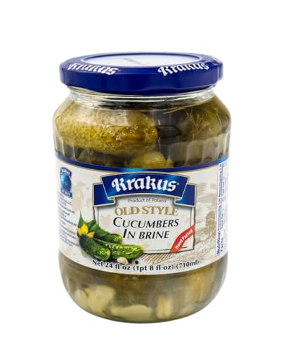 KRAKUS OLD STYLE CUCUMBERS IN BRINE 2 pack x 24 oz (710g) Ogorki kwaszone. Product of Poland. Hand Packed.