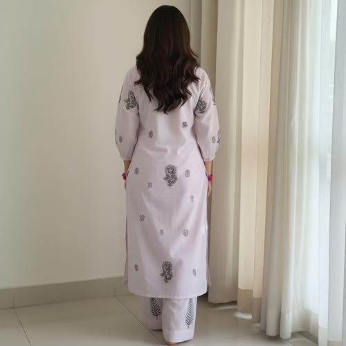 Image of ANNI DESIGNER Women's Rayon Viscose Straight Printed Kurta with Palazzo | Women Kurta Set | Ethnic Wear for Women | Daily Office Casual Traditional Outfit