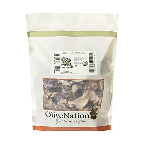 Olivenation Organic Maitake Mushroom Pieces, Dried Organic Hen Of The Woods Mushroom, Non-Gmo, Gluten Free, Kosher, Vegan - 8 Ounces #TOP1