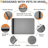 Synvion Hunde Futtermatte Katzen Futtermatte, wasserdichte Haustierfutter Matte für Hunde & Katzen, rutschfest & Mit Hohem Rand, Große 91×61cm Napfunterlage für Futternapf & Wassernapf