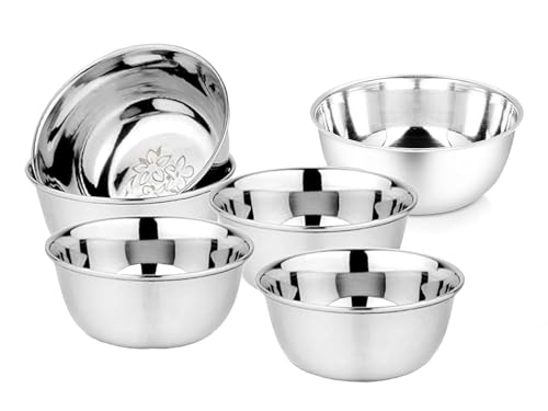 Image of RAGHAV Multipurpose Stainless Steel Kitchen Bowls Set of 6 for Serving, Cooking, Food Storage (Medium Size)
