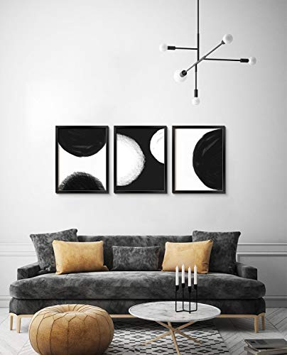 ArtbyHannah 12x16inch 3 Pack Abstract Wall Art Black and White Picture Frame Collage Set with Decorative Modern Art Prints Photo Artwork for Living Room, Bedroom, Bathroom or Home Decoration - Thumbnail 2