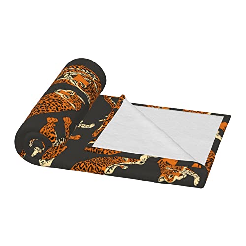 Kamoxi Cheetah Blanket Leopard Print Throw Blankets Funny Orange Cool Fierce Animal Black Retro Flannel Blanket Bedding Soft Warm Fluffy Fleece Blanket For Sofa Chair Bed Living Room Bedroom 60"X50" #TOP3