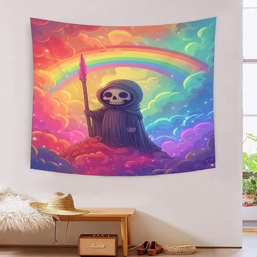 Tapisserie murale tissu arc-en-ciel 3D grand format pour deco salon