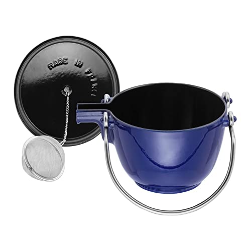 Staub Cast Iron 1-Qt Round Tea Kettle - Dark Blue, Made In France #TOP3