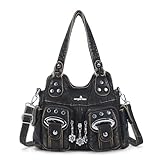 Angel Kiss Purses for Women Small Hobo Crossbody Bags Multi-Pocket Vegan Leather Hobo Handbags Tote Bag with Crossbody Strap (Bronze)