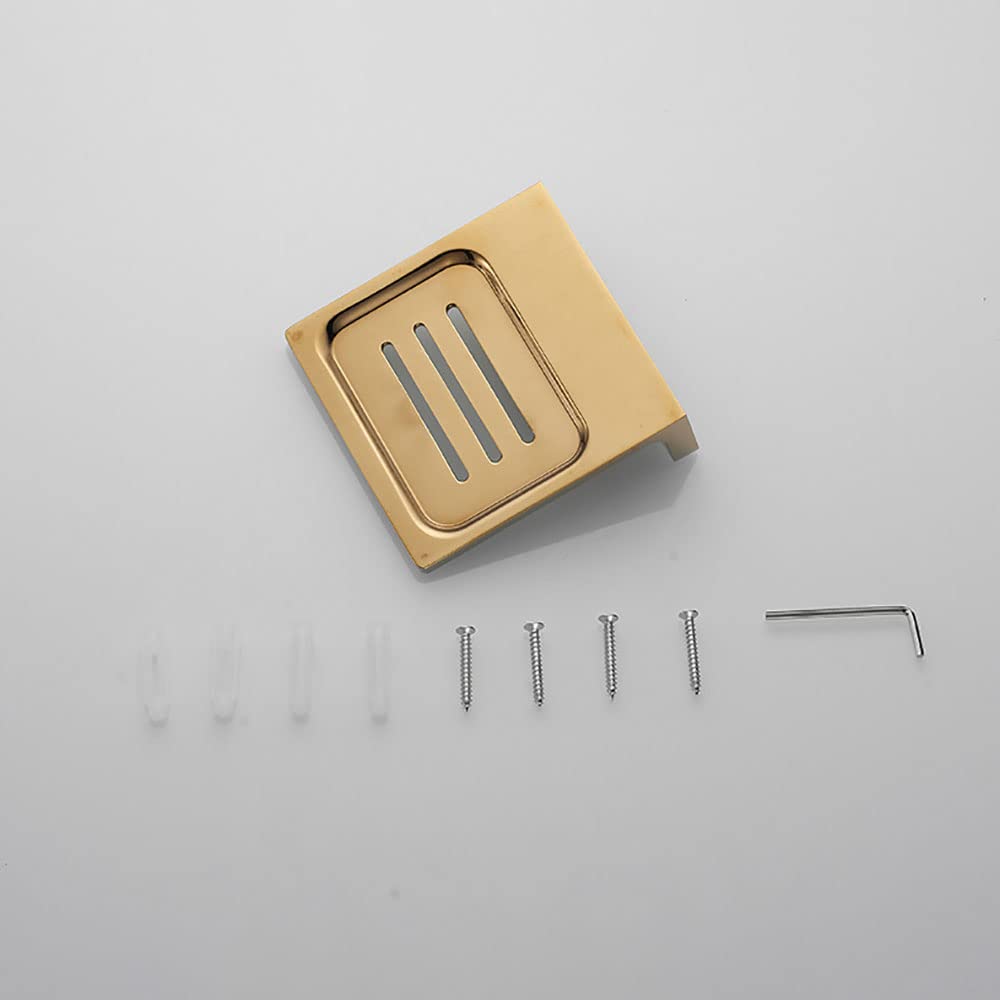 jabonera de Pared， Jabonera de Cobre Moderna y Minimalista, Bandeja Protectora for Esponja de Pared.(Gold)