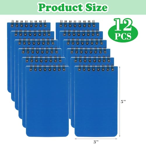 Image of 12 Pack mini Spiral Steno Pads,3x5 Inch Small Pocket Notebooks,75 Sheets /150 Pages College Ruled Lined Note Pads For Kids Adults Outdoor,Home,School,Office (Blue)