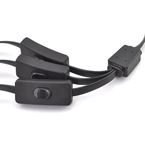 Ikkegol Obd2 Obdii 1 To 3 Ultra Low Profile 16 Pin Male To Female Y Splitter Cord Diagnostic Extension Cable With Individually Power Switch 50Cm / 20" #TOP4
