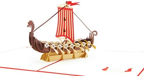 PopLife Warrior Viking Ship 3D Pop Up Card for All Occasions - Happy Anniversary Pop Up Father's Day Card, Pop Up Birthday Card for Men, Retirement Card - for Dad, for Husband, for Son, for Grandpa