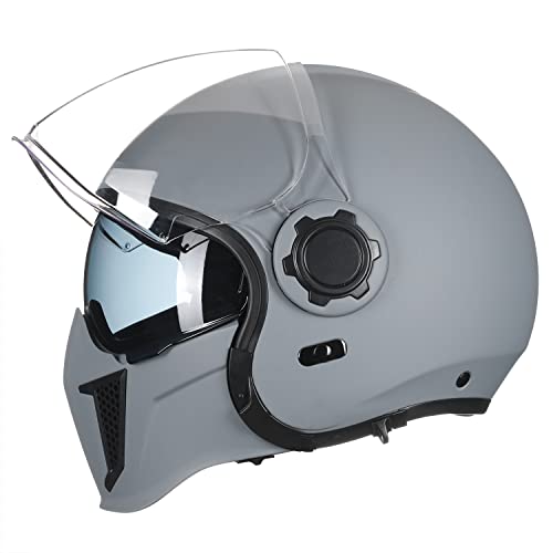 Triangle Open Face Motorcycle Helmet Half For Men Cruiser Scooter Street Bike Dot Approved (Large, Gray)… #TOP1