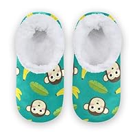 Caihoyu Kids Girls Boys Slippers Fuzzy Fleece Anti-Slip Rubber Sole House Slipper Home Indoor