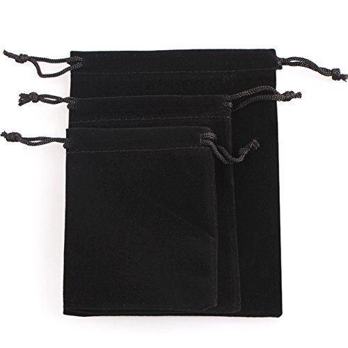 Ximkee 15 Pieces Wholesale Lot - Black Velvet Cloth Jewelry Pouches/Drawstring Bags 3" X 4" (15, Black) #TOP1